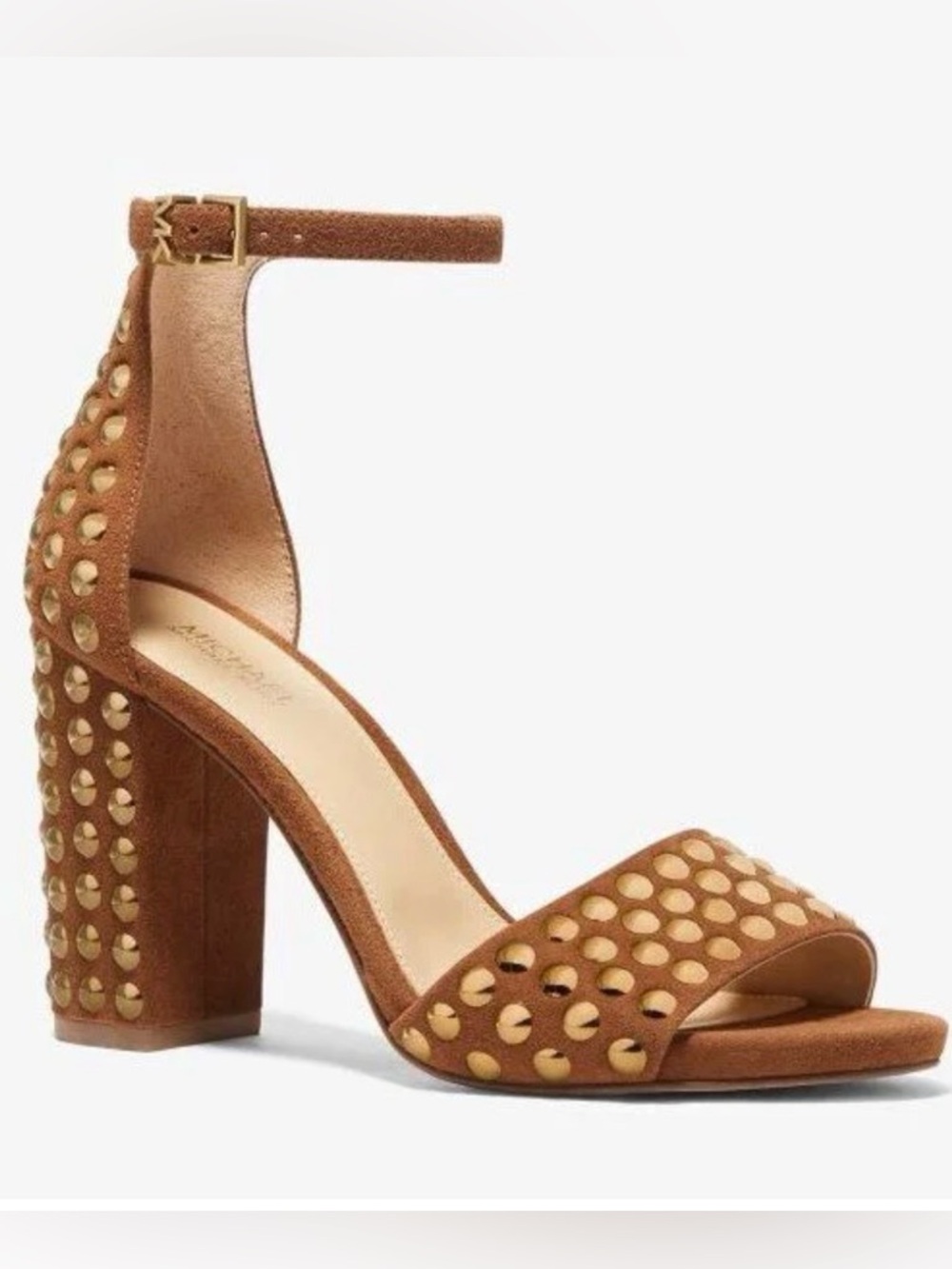 Michael Kors Leela Brown Studded Suede Sandals